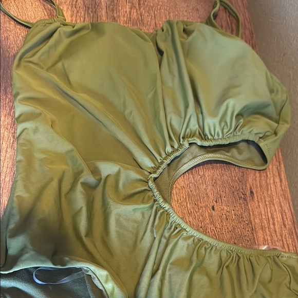 Bar III Green One-Shoulder Cutout One Piece - Picture 3 of 6